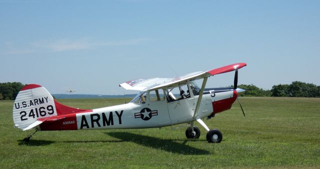 Cessna L-19 Bird Dog (N305AD) - Shown here on this grass airstrip in Southeastern Pennsylvania is a 1973 Cessna 305A "Birddog" in the Summer of 2020.