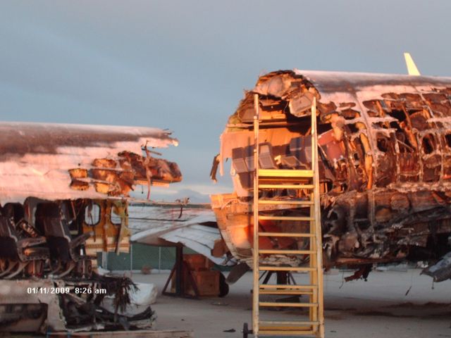 Boeing 737-700 (N18611) - The Continental flight that never left Denver. Flight 1404, they put the remains on the Continental hangar ramp for the investigation.