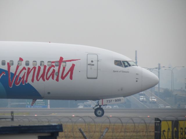 Boeing 737-800 (YJ-AV1) - Taxing to the gate after landing on 34R at Sydney.