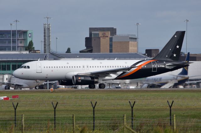Airbus A320 (G-POWK) - EXS901 departing for Venice, leased from Titan Airways.