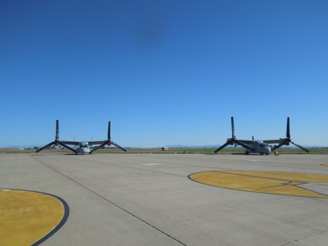 Bell V-22 Osprey — - A pair of Ospreys at Thunder in the Desert 2014.