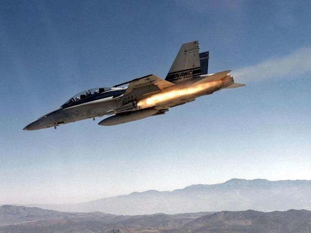 — — - A F-18 in action