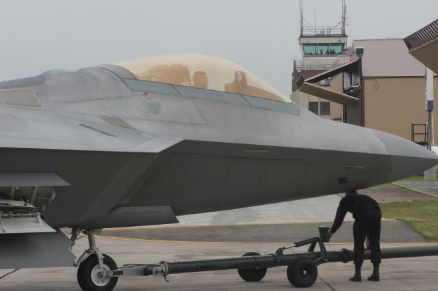 Lockheed F-22 Raptor — - F-22 being towed by tug at Duluth 8-23-14