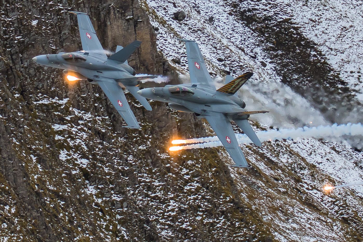 McDonnell Douglas FA-18 Hornet (J5011) - Axalp live fire demonstrationbr /Swiss Airforce / F/A-18C