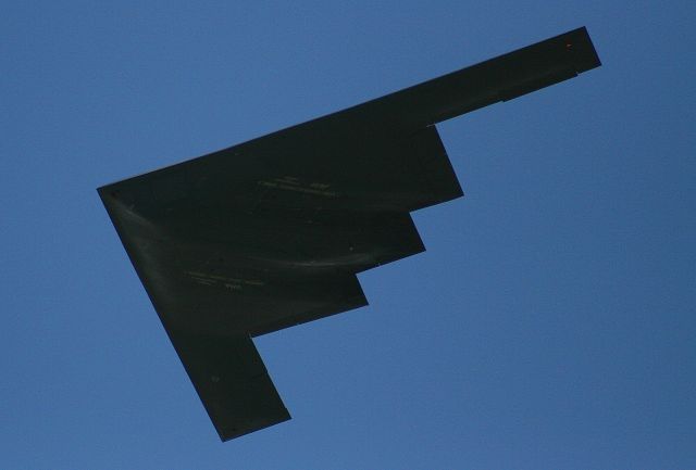 B2A — - The Spirit of Nebraska overflies her home of Whiteman AFB prior to landing.