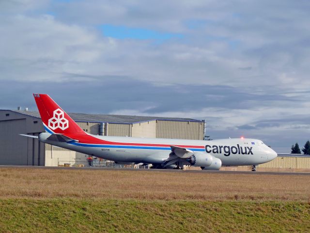 N5573S — - 1-30-2011 Cargolux (testing) Boeing 747-8F, N5573S, Taxing to take-off at Paine Field, Everett, Washington ||||  Photo by Bruce McKinnon