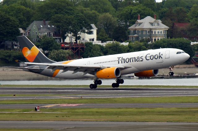 Airbus A330-200 (G-TCXB) - TCX 862 arriving in Boston on its inaugural flight from Manchester, England