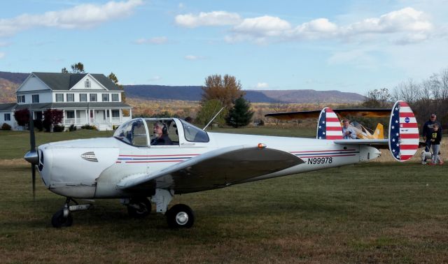 ERCO Ercoupe (N99978) - Taxiing to parking is this 1956 Ercoupe 415-C in the Autumn of 2024.