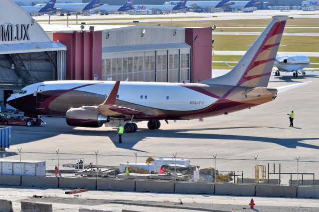 Boeing 737-700 (N888TY) - TY - Beanie Babie One! This bird has been at IND I want to say around two years now. They pulled her out and ran engines. Just happened to catch her as they were towing her back in to the old Comlux hangar. Not sure what kind of work they have been doing on her during her extended stay here in INDY but I am going to guess she has been getting a new interior possibly? Those projects can take a while.