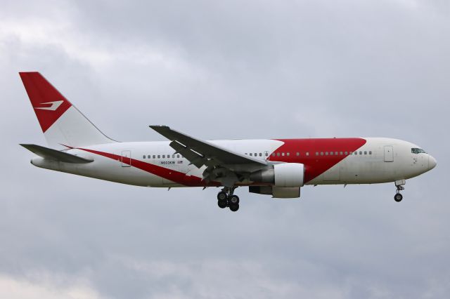 BOEING 767-200 (N603KW) - An Eastern Airlines Boeing 767-246, formerly Dynamic International Airways, operating as SWQ471 (Swift Air) on final for RWY 24R from Punta Cana Intl (PUJ / MDPC) on 21 Jul 2018. This B762 registration was changed from N767DA to N603KW sometime since my first sighting on 25 May 2018 and now. Dynamic International Airways, owner of this aircraft, which can still be seen on the fuselage, bought the rights to Eastern Airlines. Hopefully I’ll see this one again in the Eastern livery.