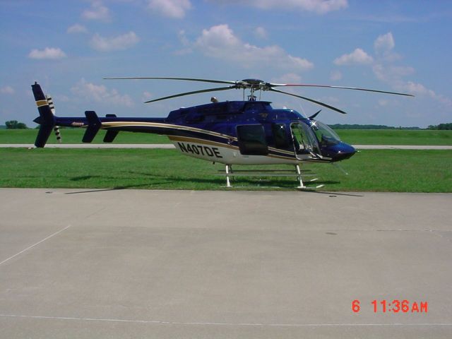 Bell 407 (N407DE) - Parked on ramp 7/6/09