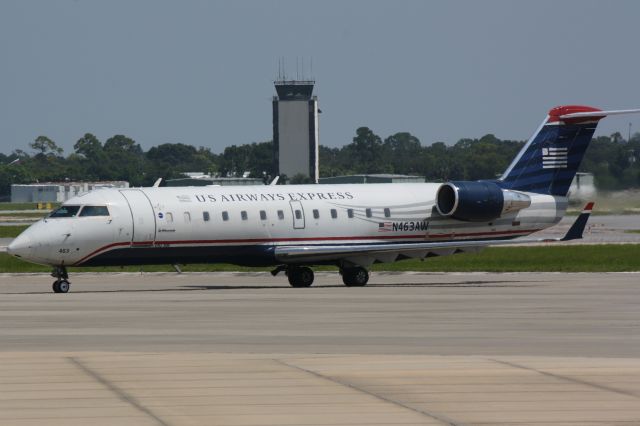 Canadair Regional Jet CRJ-200 (N463AW) - US Air Flight 4023 operated by Air Wisconsin (N463AW) arrives at Sarasota-Bradenton International Airport following a flight from Reagan National Airport