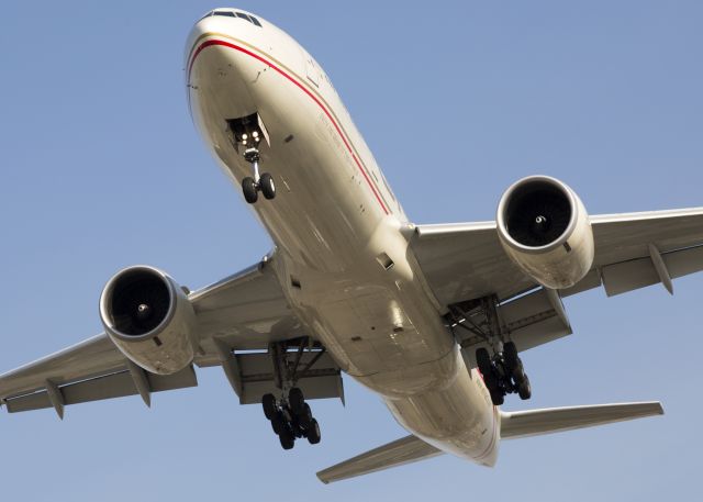 BOEING 777-300 — - Shot from under the LAX 24R approach path