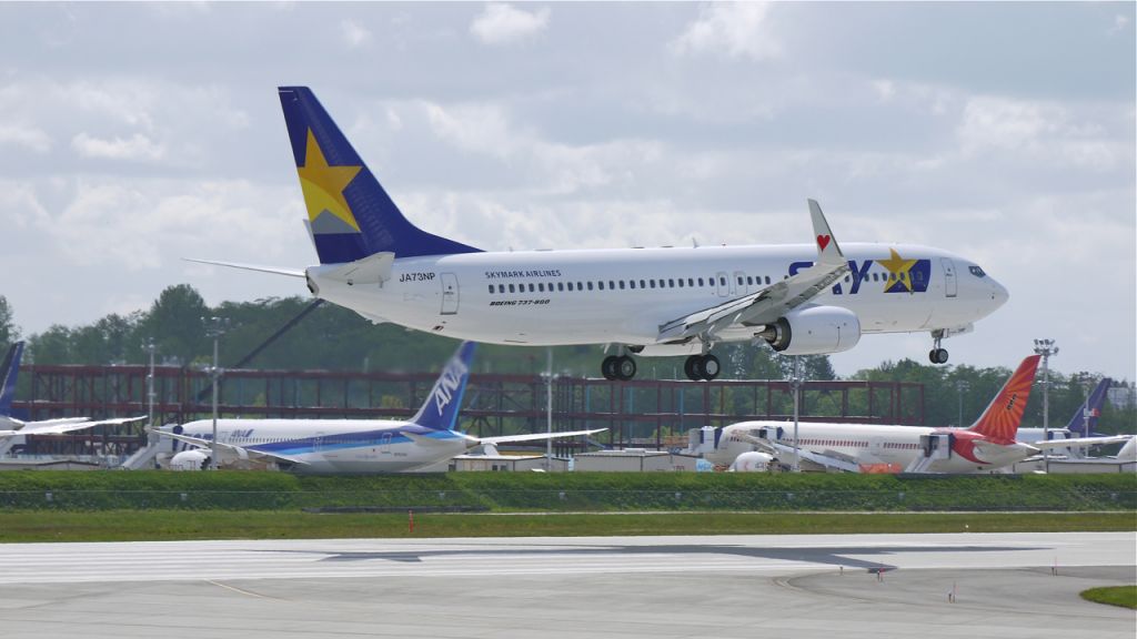 Boeing 737-800 (JA73NP) - BOE658 (LN:4034) nears touchdown on runway 16R during a test flight on 5/9/12.