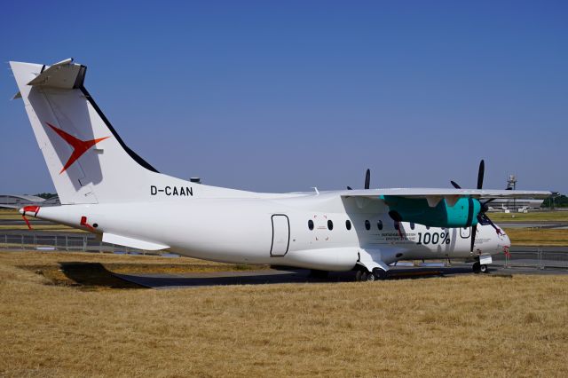 Fairchild Dornier 328 (D-CAAN) - 27 year old Dornier DO-328 demonstrator on static display at Farnborough International Airshow 2022 (19th July 2022).