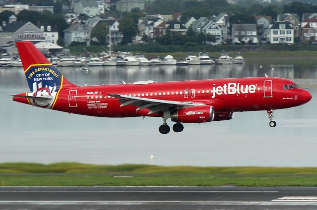 Airbus A320 (N615JB) - Blue Bravest arriving from Atlanta