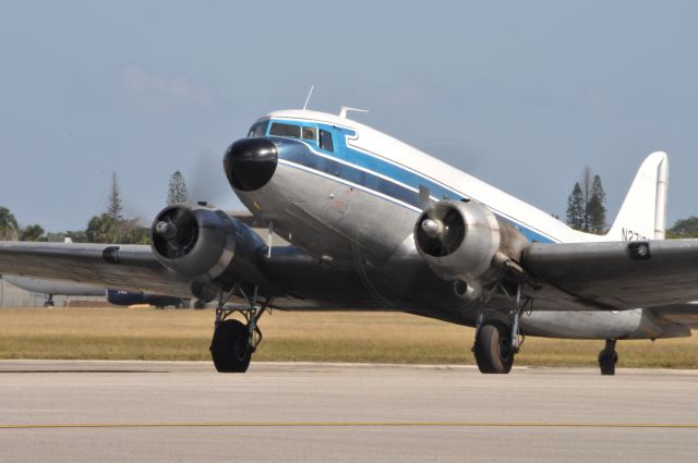 Douglas DC-3 (N271SE) - Warming it up on the ramp at Opa Locka Fla.