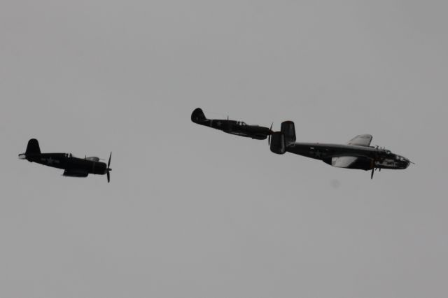 North American TB-25 Mitchell (N2825B) - B-25 leading the way as part of a flight display at the Beverly Air Show, September 2018.