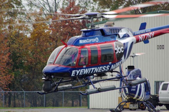 Bell 407 (N77NY) - LINDEN AIRPORT-LINDEN, NEW JERSEY, USA-NOVEMBER 07, 2023: A news helicopter from one of the local New York City television stations is seen by RF taking off at approximately 1353 hrs.