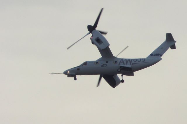 Bell BA-609 (N609PA) - Shown here is an AgustaWestland Twin Turbo-Prop Bell BA-609 making another low pass near its Leonardo Facility at the Airport. Since the first one I posted had some interest I added a second photo for all to view on this overcast day in the Winter of 2018.