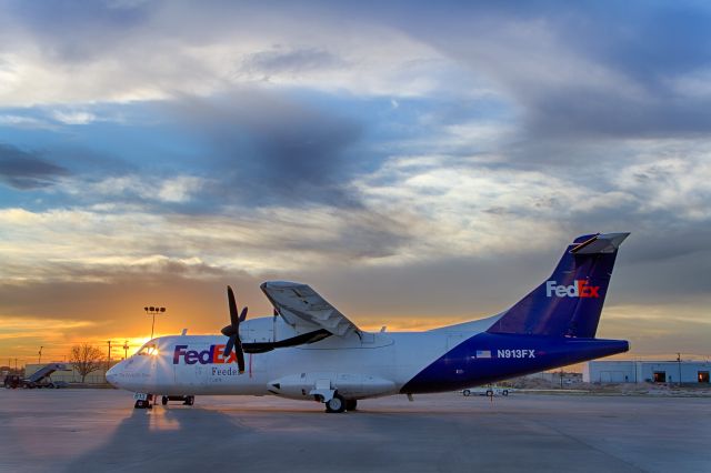 N913FX — - FedEx ATR-42 Feeder at Sunset at KMAF.  (Operated by Empire Airlines)