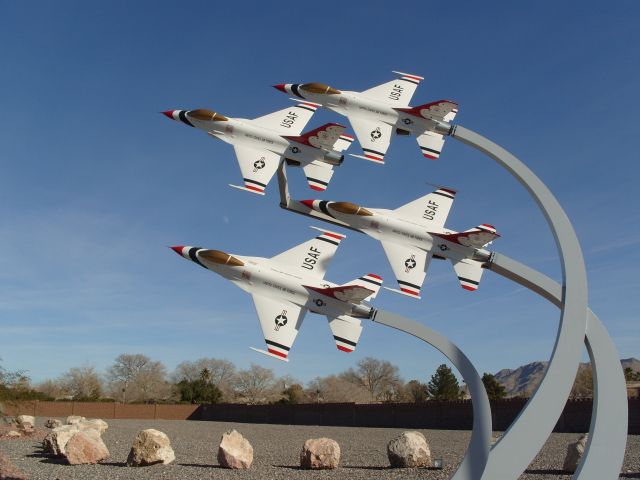 Lockheed F-16 Fighting Falcon (AWEF) - Main gate at Nellis AFB,home of the Thunderbirds