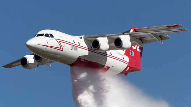 British Aerospace BAe-146-200 (N474NA) - Tanker 02 giving a final sendoff on her final day of contract. She left the next day for her homebase at Missoula.