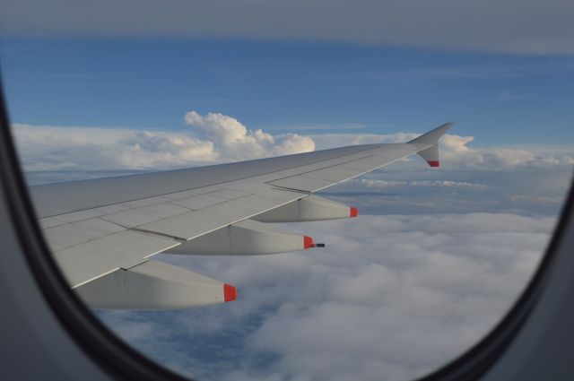 Airbus A380-800 (G-XLEF) - Just off the coast of New Jersey after departing Dulles for Heathrow on British Airways