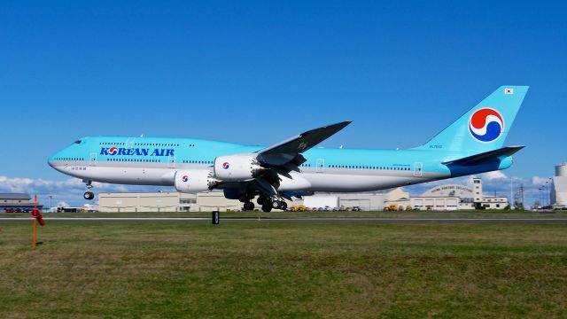 BOEING 747-8 (HL7642) - BOE58 on short final to Rwy 34L to complete a B2 flight on 4.3.17. (ln 1537 / cn 60409).