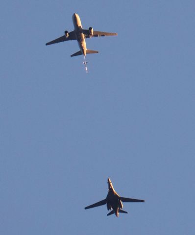 Boeing Pegasus (1846046) - KC-46A Pegasus 18-46046 at 20,000' AMSL over Lone Pine, California on Dec. 10, 2021, followed by a B-1B (from which I wasn't receiving ADS-B).