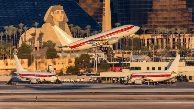 BOEING 737-600 (N365SR) - Early morning action on the Janet ramp at Las Vegas.