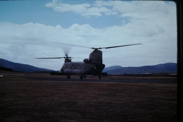 Boeing CH-47 Chinook — - One of two chinooks based at Flinders to support Army exercise on Cape Barren Island,  circa 1985