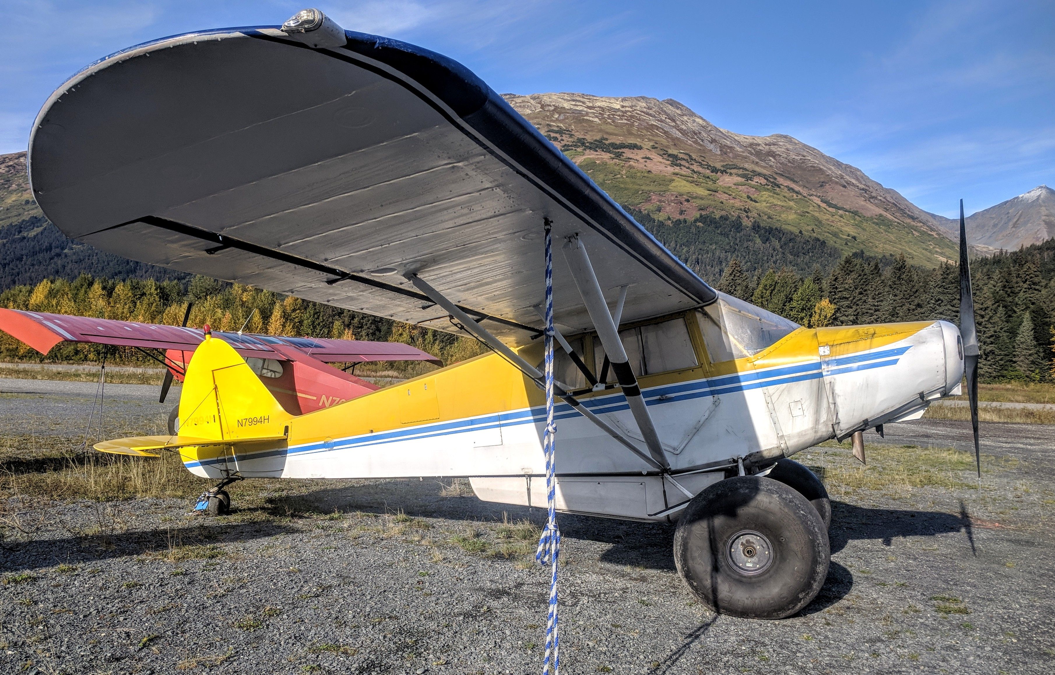 Piper PA-12 Super Cruiser (N7994H) - Girdwood/Alyeska Airport tie-down yard,Girdwood AK