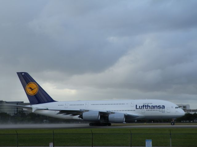 Airbus A380-800 (D-AIMB) - The quickest way to dry a rain-soaked runway!