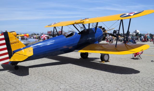 Boeing PT-17 Kaydet (N4767V) - 1942 Boeing E-75 Stearman at Chino Air Show - 2018