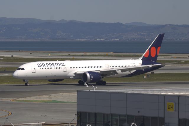 Boeing 787-9 Dreamliner (HL8388) - KSFO - my first pics of Air Premia, I was in SFO area for the SFO airline collectible show March 2025, and had a few hours the day before the show. Living 4hrs away from SFO I don't get to SFO that often anymore. I had just arrived at the Sky Terrace view platform when the 787-9 rolled off 28L and though Sky Terrace has 10ft glass walls, I had to film this through the glass so slight out of focus. This in LN 1060 and delv new to the airline Oct 2022.
