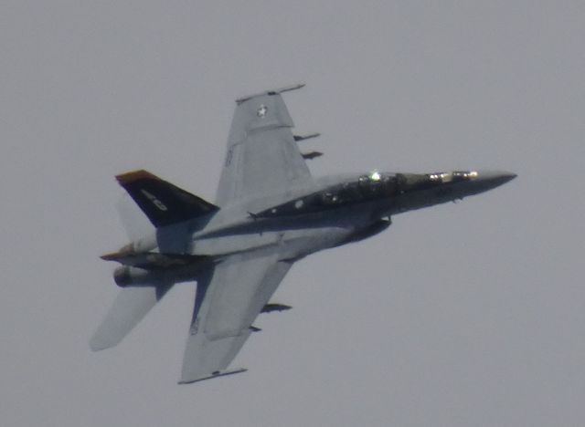 McDonnell Douglas FA-18 Hornet — - Jolly Rodgers squadron leader doing a right break to land in Fargo after completing joint training with the 119th Wing out of Fargo.br /br /https://www.youtube.com/watch?v=dJdQ7GVMeL8