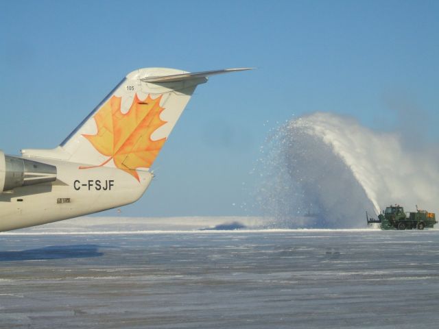 Canadair Regional Jet CRJ-200 (C-FSJF) - Departing the ramp at Goose Airport NL. Jan 18 /09