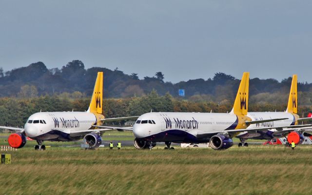 — — - monarch airbus aircraft parked up at shannon 5/10/17.