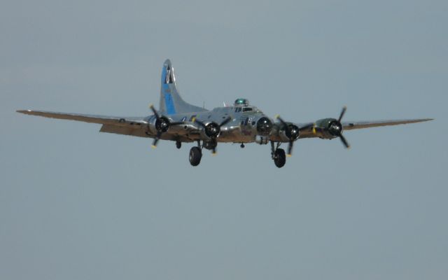 N9323Z — - B-17G "Sentimental Journey" landing Clovis October 3, 2011.  Photo taken from north T hangar area.