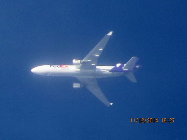 Boeing MD-11 (N576FE) - FedEx flight 945 from MEM to SLC over Baxter Springs Kansas (78KS) at 36,000 feet.