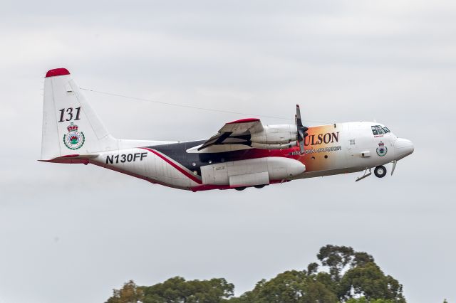 Lockheed C-130 Hercules (N130FF) - Coulson Aviation (N130FF) Lockheed EC-130Q departing RAAF Base Richmond for a drop in Northeast Victoria, also relocating to Canberra Airport