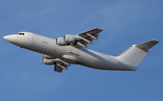 British Aerospace BAe-146-300 (VH-SAJ) - Climbing from Rwy 34L on the short hop to its base at Bankstown/YSBK