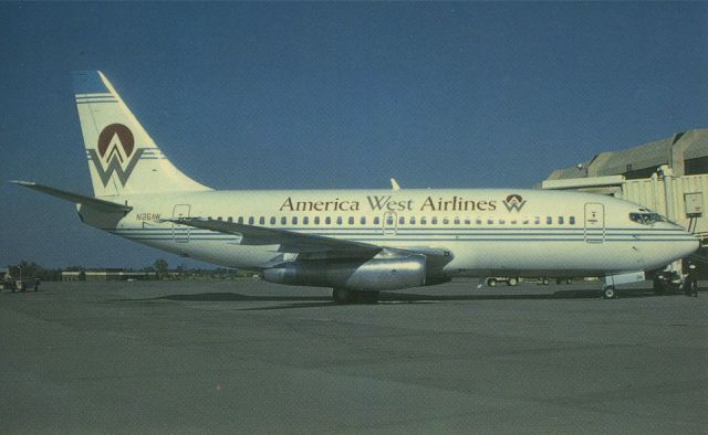 Boeing 737-200 (N126AW) - SCANNED FROM POSTCARDbr /AMERICA WEST