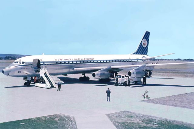 McDonnell Douglas DC-8-60 (PH-DCG) - Douglas DC-8-33 KLM PH-DCG photo taken Perth Airport January 1963, from the observation area.