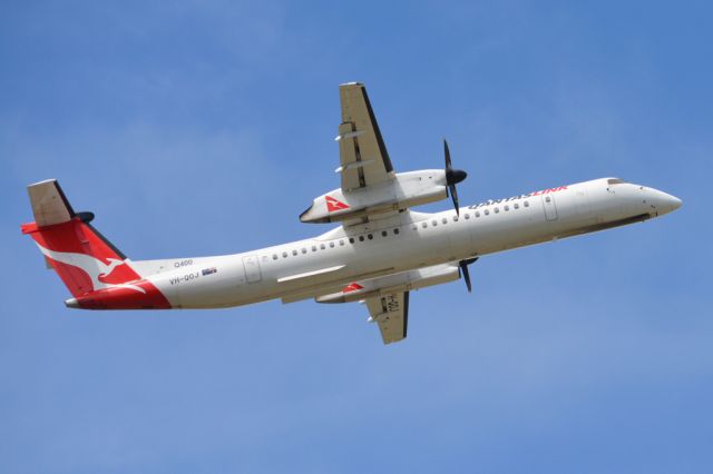 de Havilland Dash 8-100 (VH-QOJ) - Getting airborne off runway 23 and heading off to another Canberra. Thursday 13th March 2014.