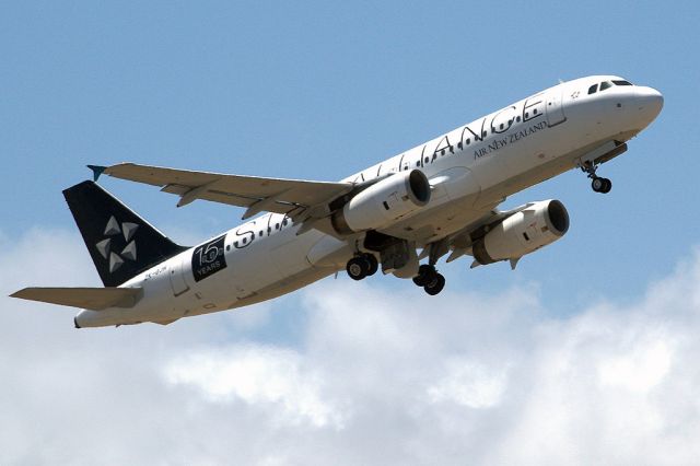 Airbus A320 (ZK-OJN) - Air N.Z.'s Star Alliance A320 getting airborne off runway 23 and heading home to Auckland, New Zealand. Thursday, 20th December 2012.