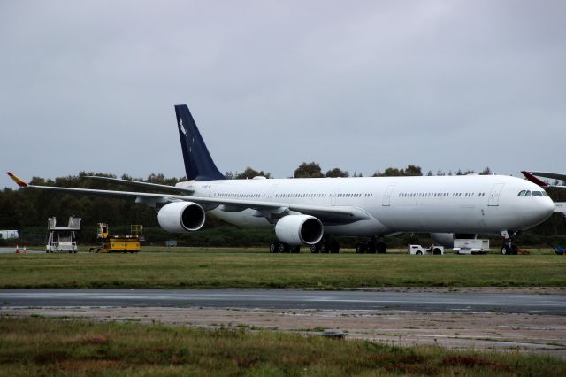 Airbus A340-600 (EC-NFP) - Seen here on 4-Oct-20.  In storage here since 15-Aug-20.