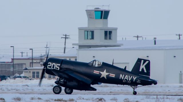 VOUGHT-SIKORSKY V-166 Corsair (N82050) - A Corsair 4B, serial 82050, departing for filming of the upcoming movie Devotion. 