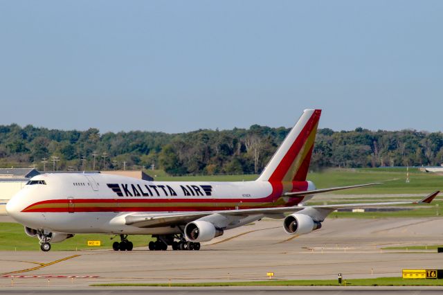 Boeing 747-400 (N708CK) - A Kalitta Air 747 taxis to parking.